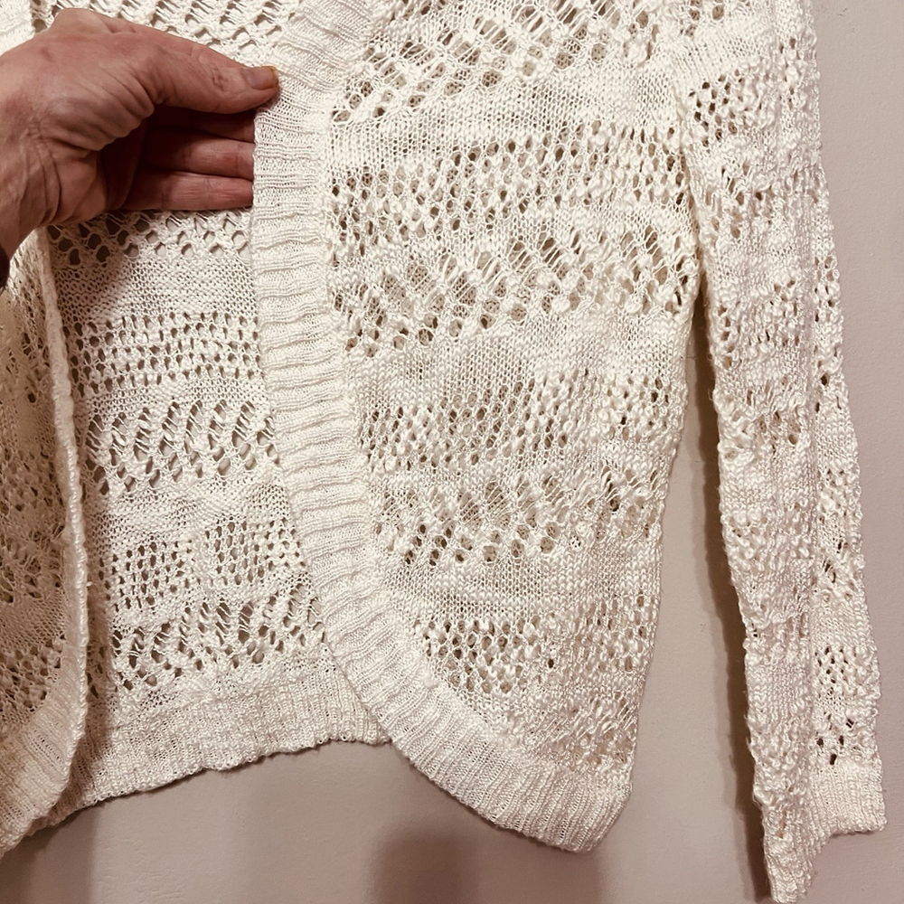 Cloud Chaser Boho Chic Loose Knit Cardigan Shawl Cover Up Crochet Open Knit L - Picture 4 of 12